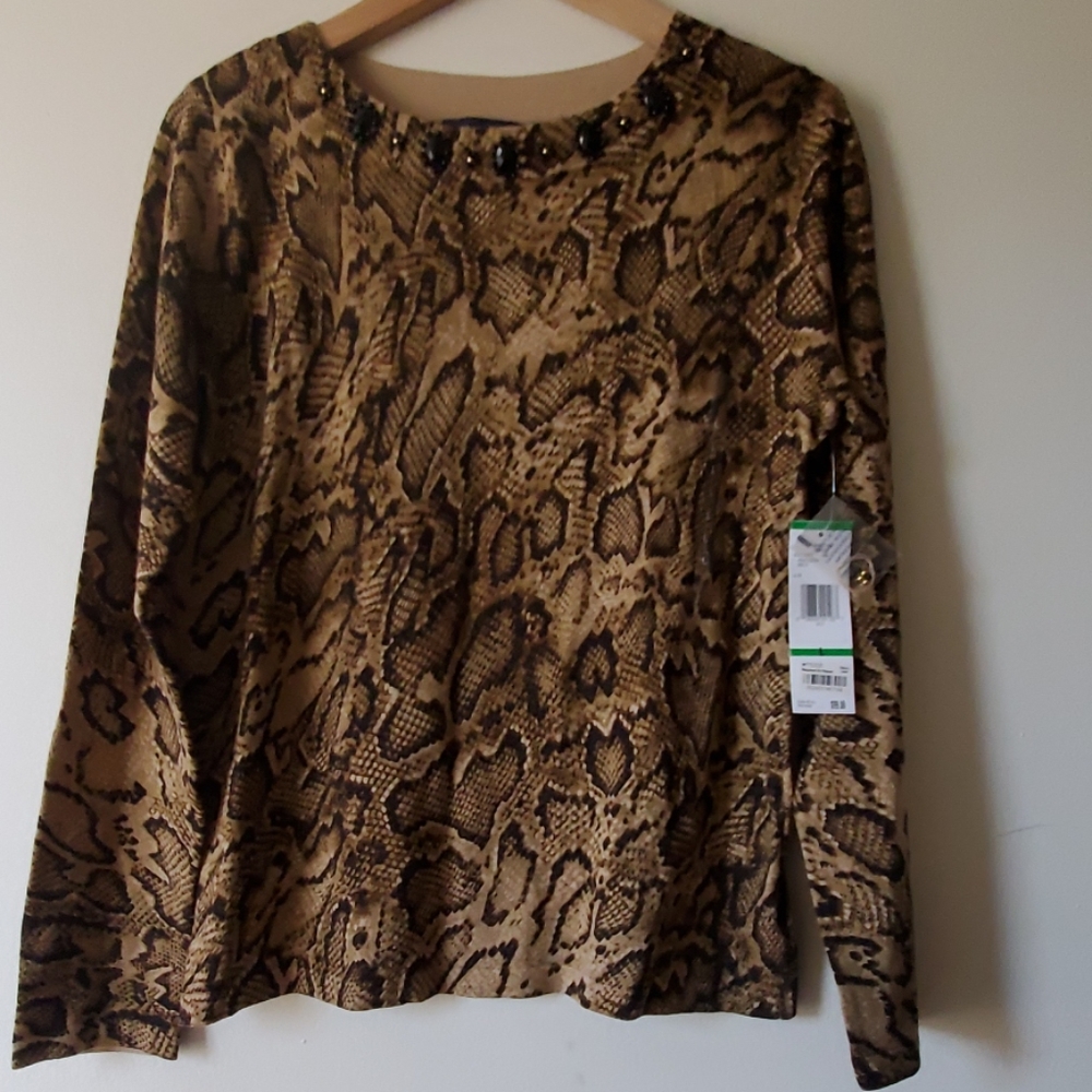 JONES NEW YORK SIGNATURE  gold dust blouse
